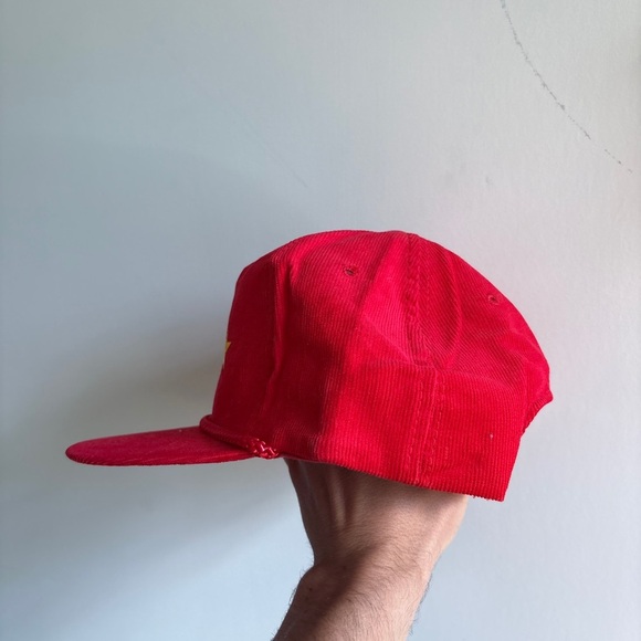 Vintage CORDUROY trucker hat red rope canadian - Picture 4 of 6